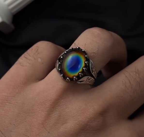 Yemeni Aqeeq Black Sterling Silver sword Ring