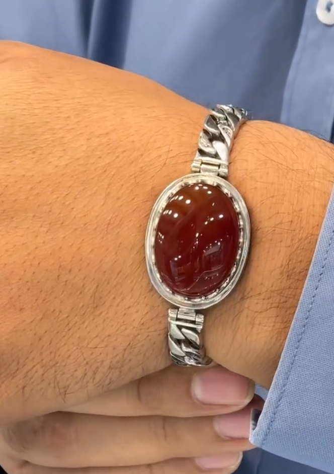 Miracle Red Agate Natural Stone Tesbih Red Aqeeq Bracelet (Hifazat ka Pathar)