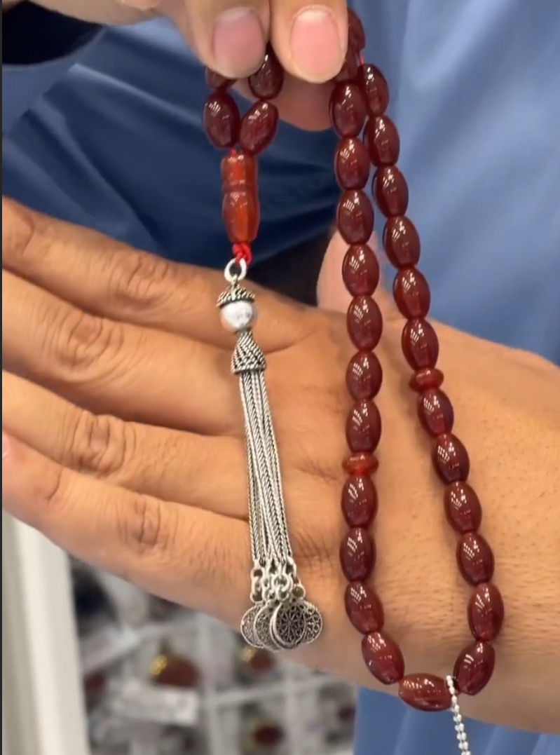 Miracle Red Agate Natural Stone Tesbih Red Aqeeq Bracelet (Hifazat ka Pathar)