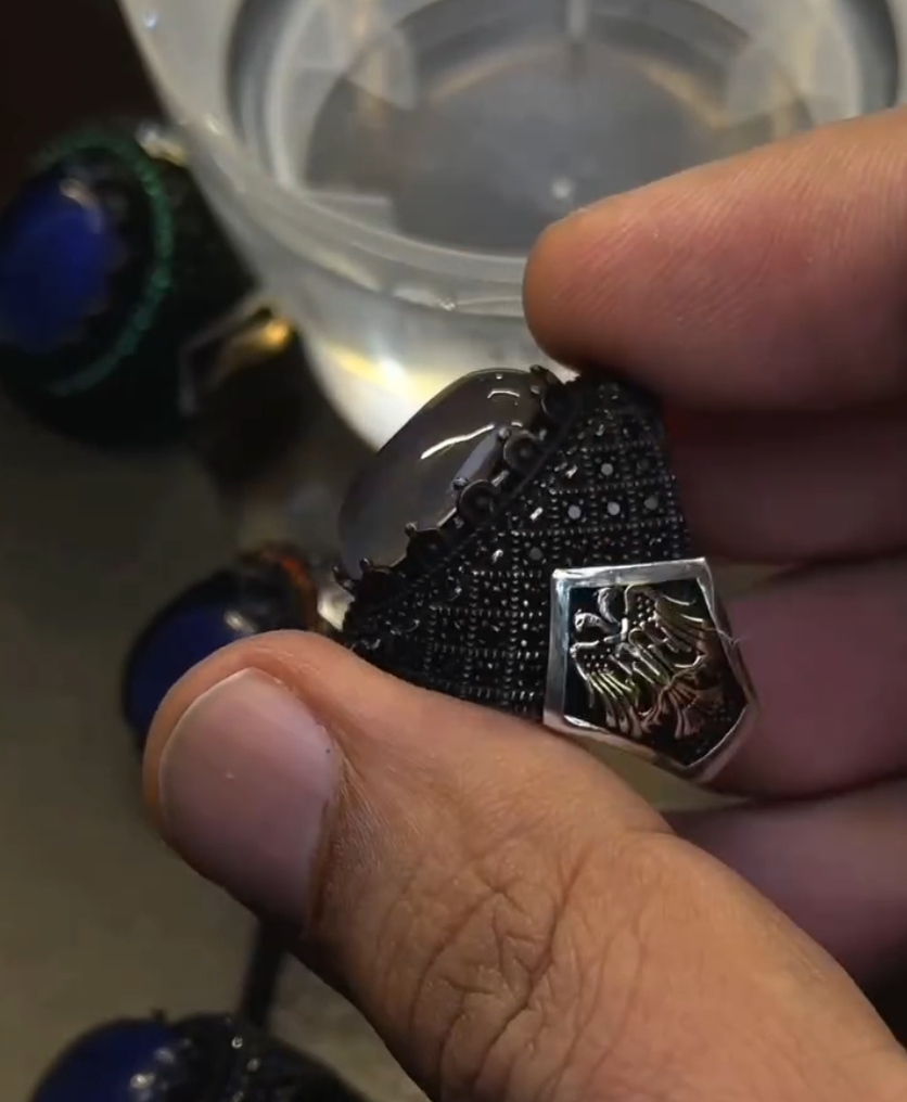 Men's Black Aquamarine premium Stone Color Change Silver – VIP Ring