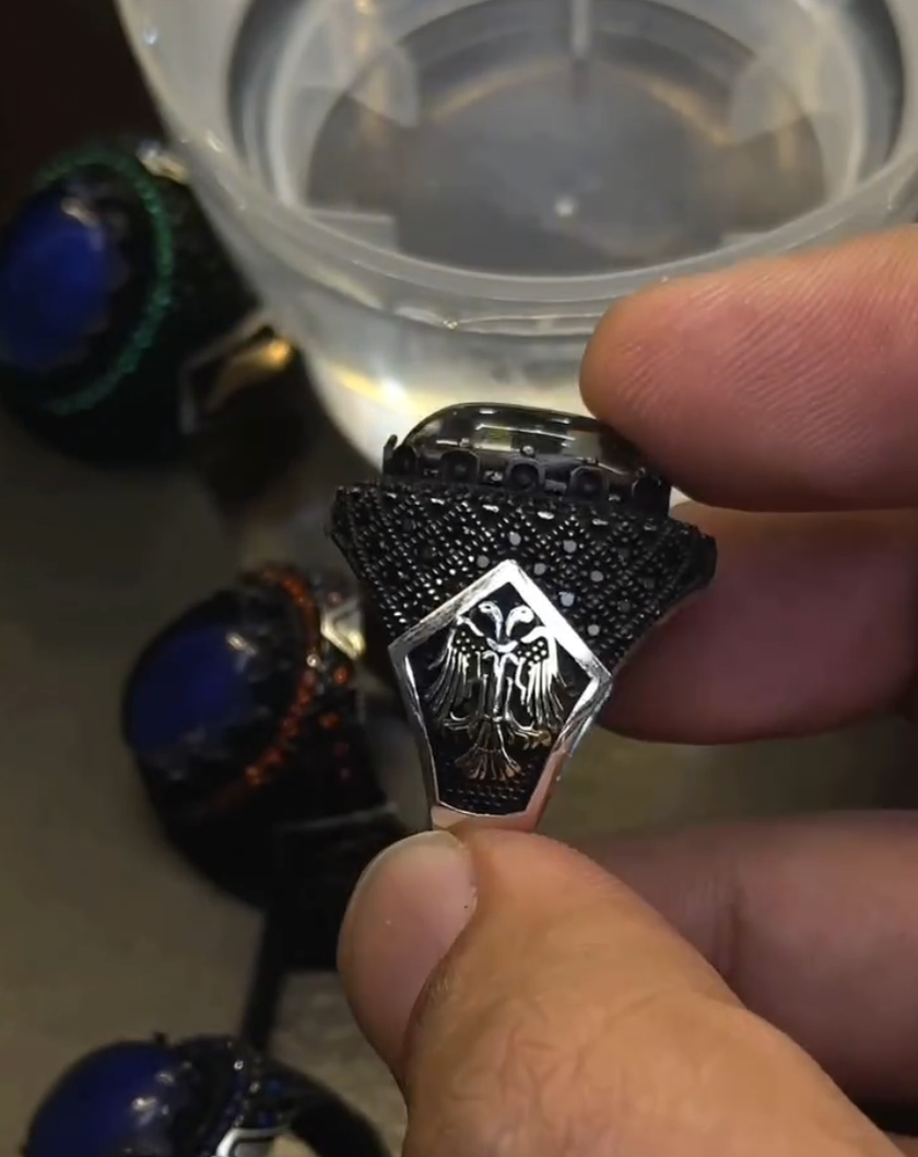 Men's Black Aquamarine premium Stone Color Change Silver – VIP Ring