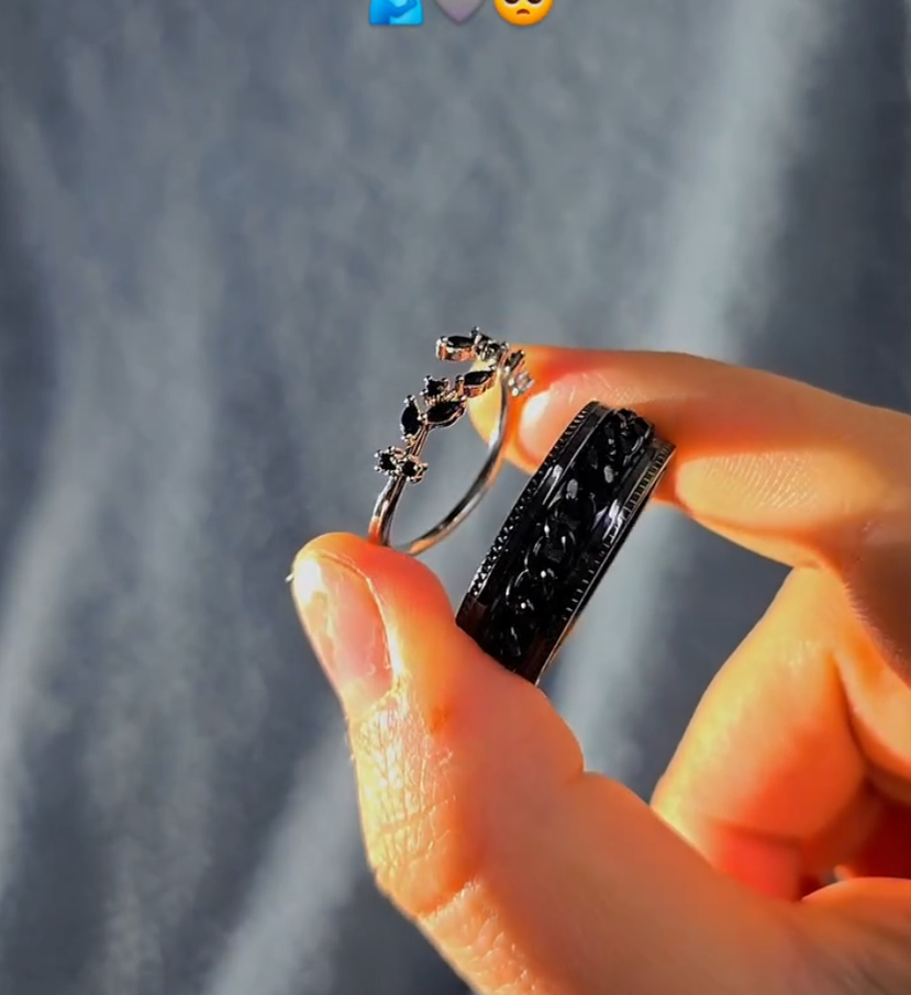 Black Floral Moissanite with Twisted Design  2 in 1 Ring – VIP Ring