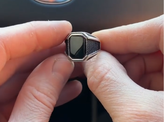 Black Onyx Rectangle Micro Cut Silver Ring – VIP Ring